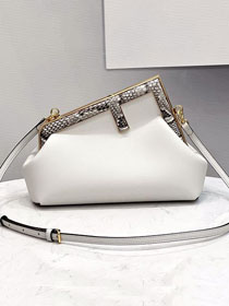 Fendi original lambskin&python leather small first bag 8BP129 white