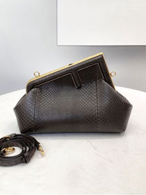 Fendi original python leather small first bag 8BP129 dark coffee