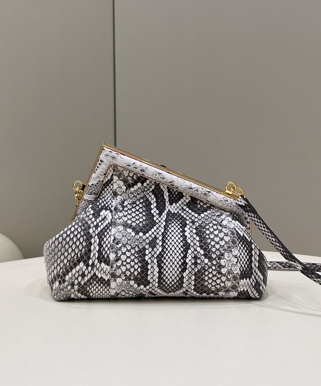 Fendi original python leather small first bag 8BP129 grey