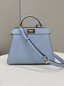 Fendi original calfskin small peekaboo ISeeU bag 8BN327 light blue