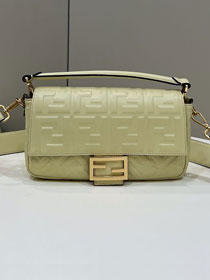 Fendi original lambskin medium baguette bag 8BR600 light yellow