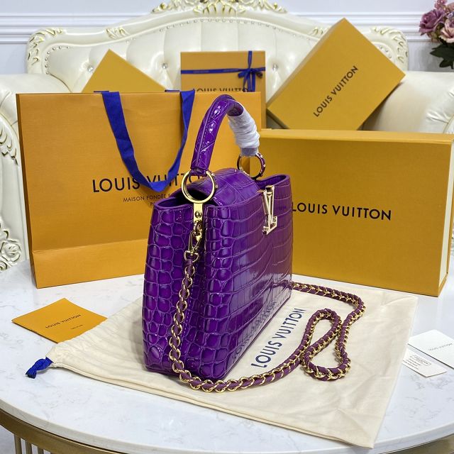 Louis vuitton original crocodile calfskin capucines BB handbag N92175 purple