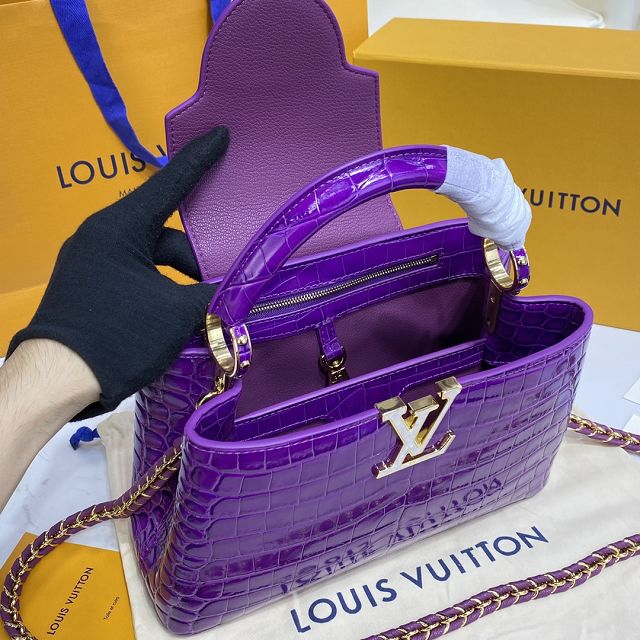 Louis vuitton original crocodile calfskin capucines BB handbag N92175 purple