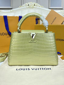 Louis vuitton original crocodile calfskin capucines BB handbag N93344 champagne