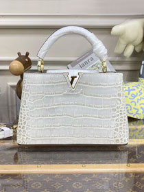 Louis vuitton original crocodile calfskin capucines BB handbag N93344 white