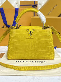 Louis vuitton original crocodile calfskin capucines BB handbag N93344 yellow