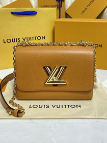 Louis vuitton original epi leather twist mm M59896 cognac brown