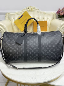 Louis vuitton original monogram canvas keepall 55 bag m40605 black