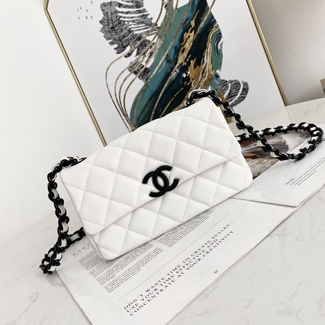 CC original grained calfskin mini flap bag AS2302 white