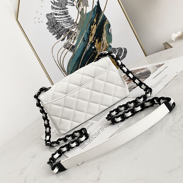 CC original grained calfskin mini flap bag AS2302 white