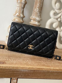 CC original lambskin wallet on chain AP2923 black