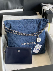 CC original denim 22 small handbag AS3260 blue&silver