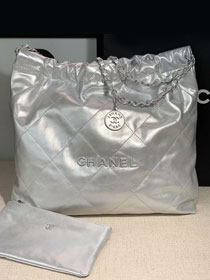 CC original iridescent calfskin 22 medium handbag AS3261 silver