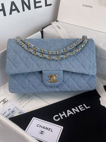 CC original denim medium flap bag A01112 light blue