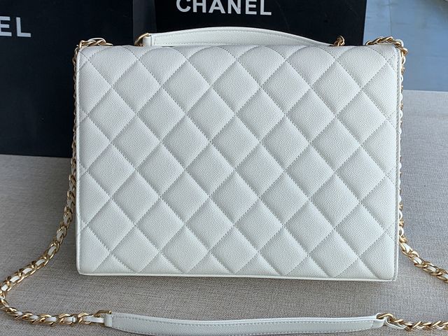 CC original grained calfskin large flap bag AS3259 white