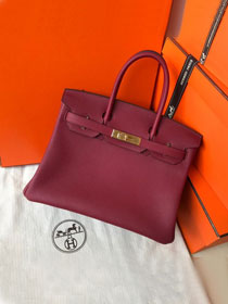 Hermes original togo leather birkin 25 bag H25-1 rouge grenat