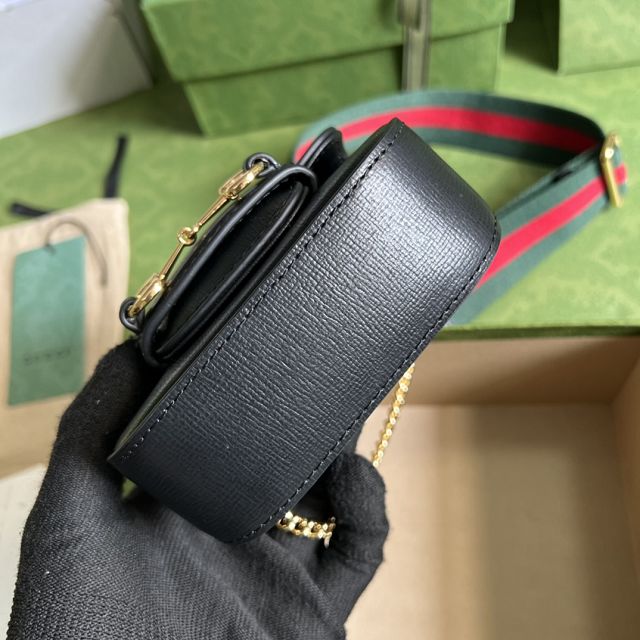 GG original calfskin horsebit 1955 strap wallet 699760 black