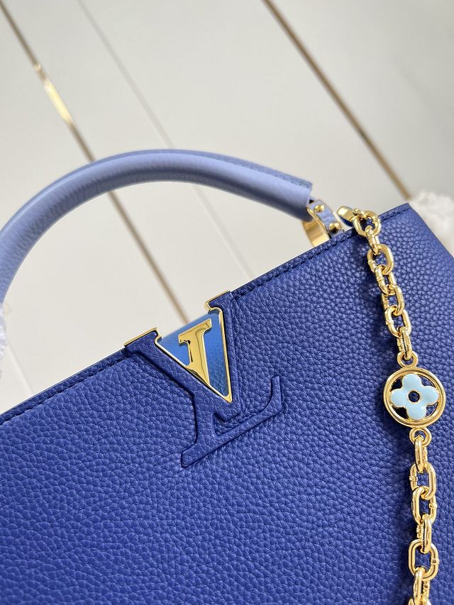 Louis vuitton original calfskin capucines mm handbag M20708 blue