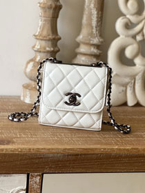 CC original lambskin mini wallet on chain A82769 white&black