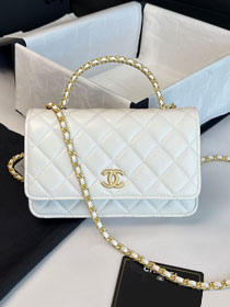 CC original lambskin wallet on chain AP3009 white