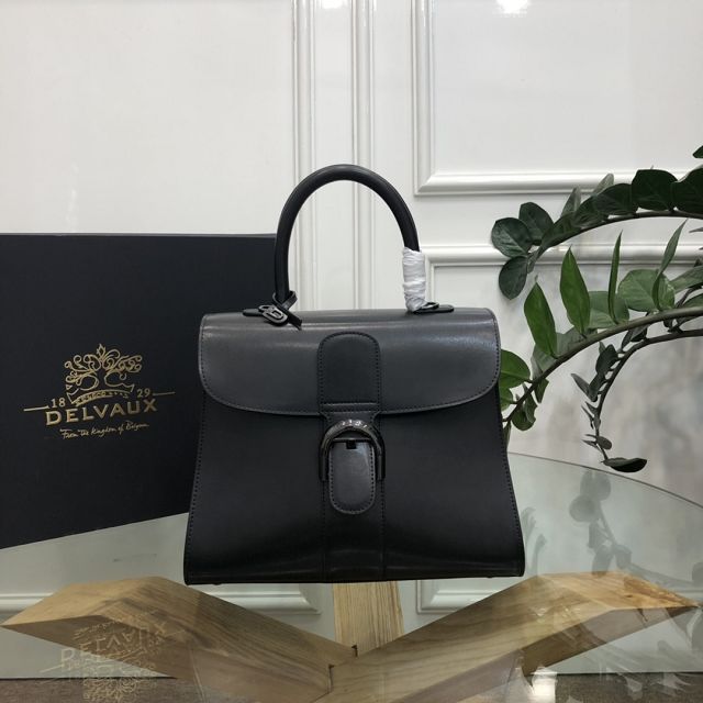 Delvaux original box calfskin brillant bag MM AA0555 allblack