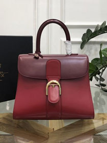 Delvaux original box calfskin brillant bag MM AA0555 burgundy&wine red