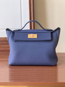 Hermes original togo leather kelly 2424 bag HH03699 blue agate 