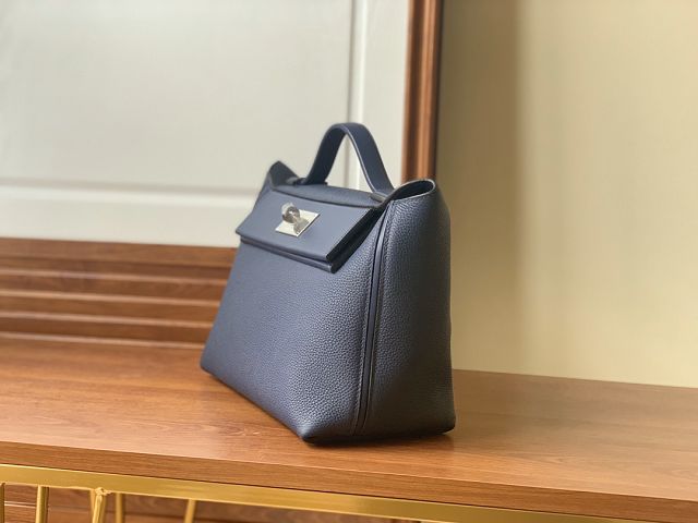 Hermes original togo leather small kelly 2424 bag HH03698 navy blue