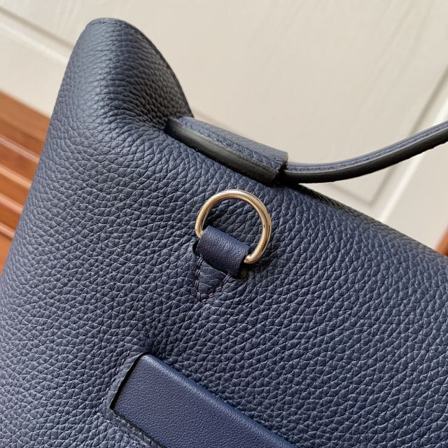 Hermes original togo leather small kelly 2424 bag HH03698 navy blue