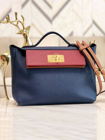 Hermes original togo leather kelly 2424 bag HH03699 navy blue