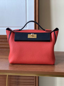 Hermes original togo leather kelly 2424 bag HH03699 red&black