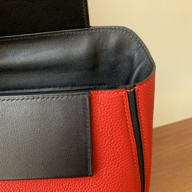 Hermes original togo leather kelly 2424 bag HH03699 red&black