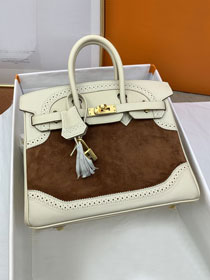 Hermes handmade original calfskin&suede birkin 35 bag H350 white&coffee