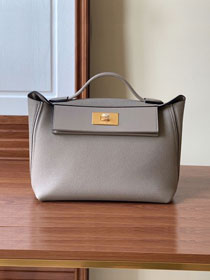 Hermes original togo leather small kelly 2424 bag HH03698 gris asphalte