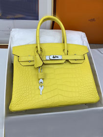 Hermes genuine crocodile leather birkin bag BK350 mimosa