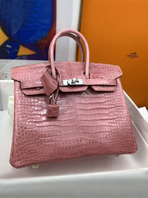 Hermes genuine crocodile leather birkin bag BK350 rose confetti