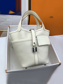 Hermes original canvas small picotin lock bag HP0018 white