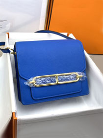 Hermes original evercolor leather roulis bag R18 blue hydra