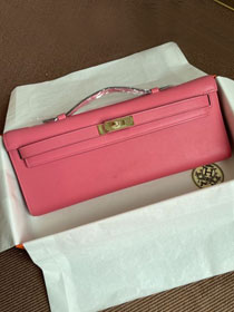 hermes original swfit leather kelly cut 31 clutch H032 rose lipstick