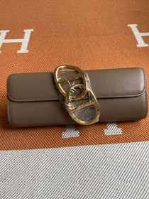 Hermes original swfit leather egee clutch E001 etoupe grey