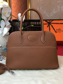 Hermes original togo leather medium bolide 31 bag B031 brown