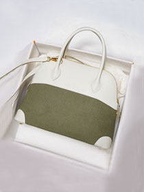 Hermes handmade original canvas small bolide 27 bag B027 white&green	