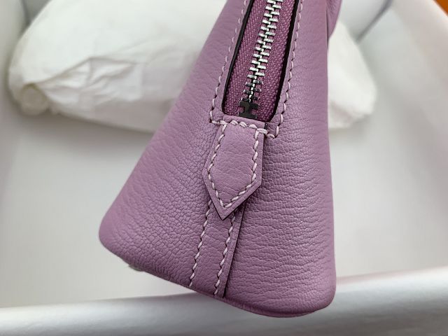 Hermes original chevre leather mini bolide bag H018 mauve sylvestre