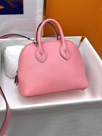 Hermes original chevre leather mini bolide bag H018 rose confetti