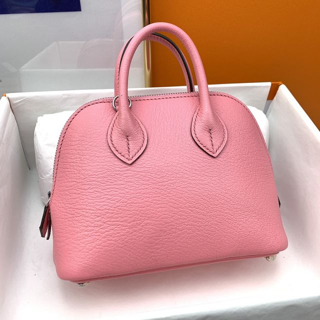 Hermes original chevre leather mini bolide bag H018 rose confetti