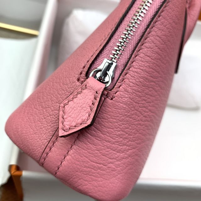 Hermes original chevre leather mini bolide bag H018 rose confetti