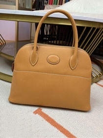 Hermes original epsom leather small bolide 27 bag B027 gold brown	