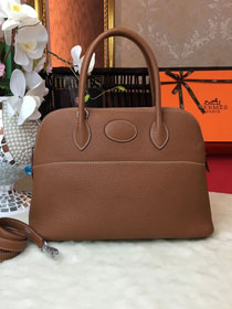 Hermes original togo leather small bolide 27 bag B027 brown