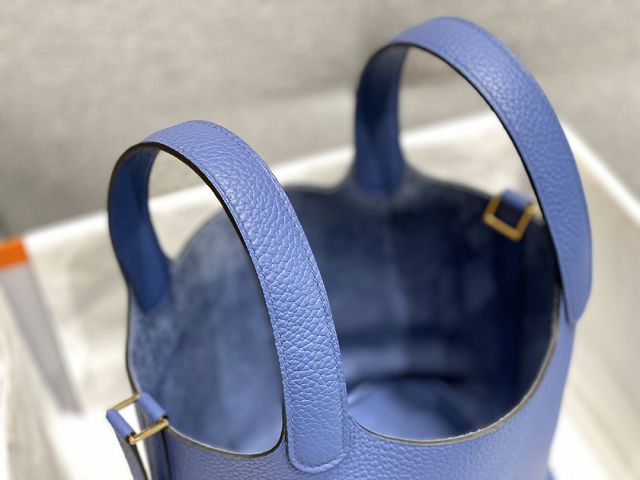 Hermes original togo leather picotin lock bag HP0022 blue brighton