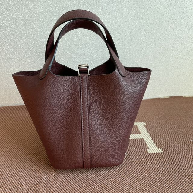 Hermes original togo leather small picotin lock bag HP0018 bordeaux